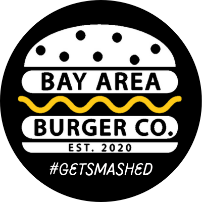 a logo for bay area burger smash burger restaurant in green bay wi #getsmashed